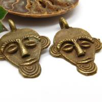 2 Messing- oder Bronze Anhänger aus Ghana - Maske - handgemachte afrikanische Anhänger Bild 3