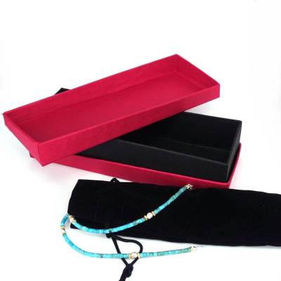 Hochwertiges Schmuck - Etui, kirschrot - schwarz mit Innenbeutel 