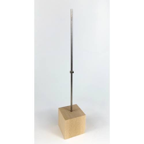 Mini Stele für die Fensterbank zum selber Gestalten. 5 cm Holzwürfel, 25 cm Edelstahlstab, Feststeller und Schlüssel