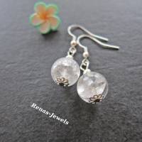 Edelstein Ohrhänger Bergkristall Perlen Ohrringe weiß durchsichtig silberfarben Ohrhaken aus 925 Silber Bild 1
