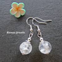 Edelstein Ohrhänger Bergkristall Perlen Ohrringe weiß durchsichtig silberfarben Ohrhaken aus 925 Silber Bild 2