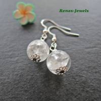 Edelstein Ohrhänger Bergkristall Perlen Ohrringe weiß durchsichtig silberfarben Ohrhaken aus 925 Silber Bild 3
