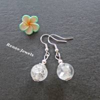 Edelstein Ohrhänger Bergkristall Perlen Ohrringe weiß durchsichtig silberfarben Ohrhaken aus 925 Silber Bild 4