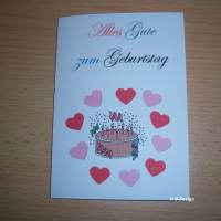 Geburtstagskarte, Klappkarte mit Kuvert, "Alles Gute zum Geburtstag",Torte,Kerzen,Herzen,Postkarte Bild 1