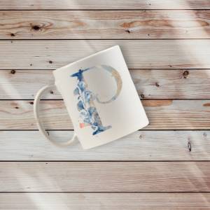 Personalisierte Becher Kaffeebecher Keramikbecher Teetasse Tasse Buchstabe Unterwasser Watercolor Bild 2
