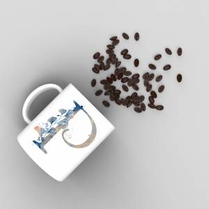 Personalisierte Becher Kaffeebecher Keramikbecher Teetasse Tasse Buchstabe Unterwasser Watercolor Bild 3