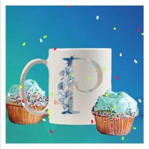 Personalisierte Becher Kaffeebecher Keramikbecher Teetasse Tasse Buchstabe Unterwasser Watercolor Bild 4