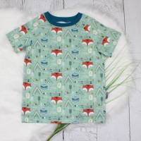Kinder T-Shirt Sommershirt Summer Camp Fuchs Jersey mint petrol weiß orange handmade Junge Mädchen Baby Bild 1