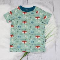 Kinder T-Shirt Sommershirt Summer Camp Fuchs Jersey mint petrol weiß orange handmade Junge Mädchen Baby Bild 2