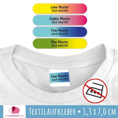 27 Textilaufkleber | Farbverlauf - 1,3 x 7,0 cm - ohne Bügeln