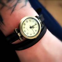 Armbanduhr, Wickeluhr, Uhr, Leder, braun oder schwarz Bild 1