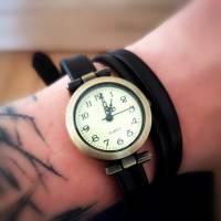 Armbanduhr, Wickeluhr, Uhr, Leder, braun oder schwarz Bild 2