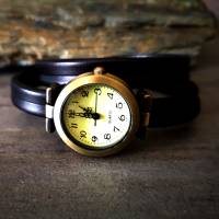Armbanduhr, Wickeluhr, Uhr, Leder, braun oder schwarz Bild 3