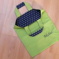 Kindertasche grün dunkelblau mit Namen personalisiert / Tasche / Stoffbeutel / Baumwoll Beutel Bild 1