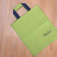 Kindertasche grün dunkelblau mit Namen personalisiert / Tasche / Stoffbeutel / Baumwoll Beutel Bild 2