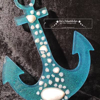 Resin Anker in blau mit Muscheln