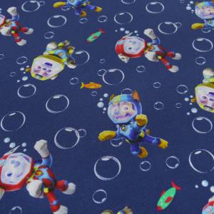 Stoff Baumwolle Jersey Paw Patrol Bubbles Seifenblasen blau bunt Kinderstoff Kleiderstoff Lizenzstoff Bild 1