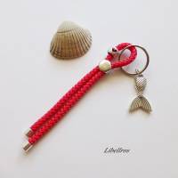 Schlüsselanhänger aus Segelseil/Segeltau mit Meerjungfrauenflosse - Glücksbringer,Mädchen,Schultüte,Herz,pink Bild 1