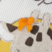 Personalisiertes Kissen zur Geburt oder Taufe, mit Giraffe, in gelb, beige, aus Baumwollstoff, Namenskissen Bild 7