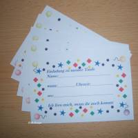 Einladungskarte zu meiner Taufe, 5 Stück mit Kuvert, Gr. Din A6, Sterne,Kreise, Luftballons,Postkarte Bild 2