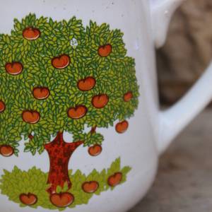 Kaffeebecher Kaffeetasse Tasse Apfelbaum Motiv Keramik Vintage 70er 80er Jahre Bild 3