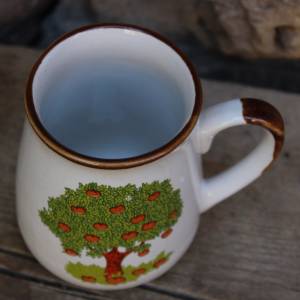Kaffeebecher Kaffeetasse Tasse Apfelbaum Motiv Keramik Vintage 70er 80er Jahre Bild 4