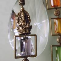 Kristall Sonnenfänger Chakra Farben mit Bronze Ganesha Bild 4