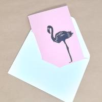 Linoldruck Klappkarte Flamingo Grußkarte Bild 4