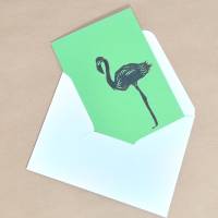 Linoldruck Klappkarte Flamingo Grußkarte Bild 5