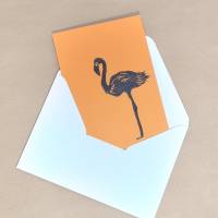 Linoldruck Klappkarte Flamingo Grußkarte Bild 7