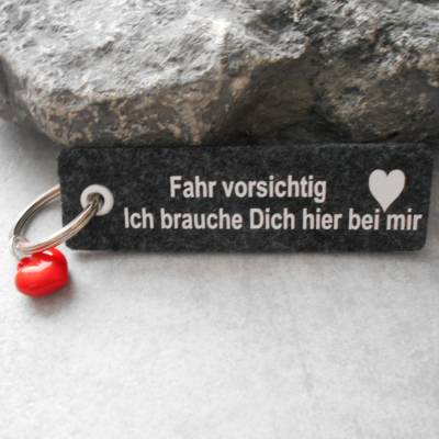 Filz Schlüsselanhänger, Motorrad, Auto, Mofa, Führerschein, schwarz, Herz