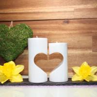 Teelichthalter mit Herzschliff / gedrechselt / Holzdeko / Geburtstagsgeschenk / Muttertag / Kerzenständer Bild 1