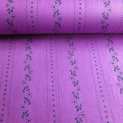 Trachtenstoff Dirndlstoff Blumenranken Streifen violett/grün ÖKOTEX 100(1m/12,-€)