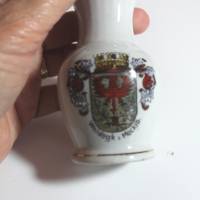 Kleine alte Keramikvase von Kahla mit Stadtwappen Woldegk i. Mecklenburg Bild 2