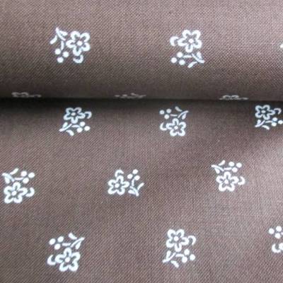 Trachtenstoff Dirndlstoff Blumen braun/weiß ÖKOTEX 100(1m/12,-€)