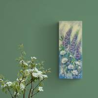 LUPINEN UND MARGERITEN 20cmx50cm - modernes Blumenbild auf Leinwand von Christiane Schwarz Bild 5