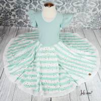 Drehkleid - Kleid mit Drehrock Glitzer Streifen Mint #Einschulung Bild 1