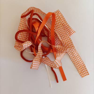 Tüdelband – Tüte; Bänderpaket mit Bändern in unterschiedlichen Breiten & Längen *ORANGE*