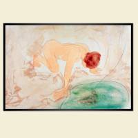 Akt Kunstdruck Auguste Rodin - Die Spiegelung - nackte Frau Figur gebeugt Vintage Bild ca. 1900 - Abstrakte Malerei Bild 1