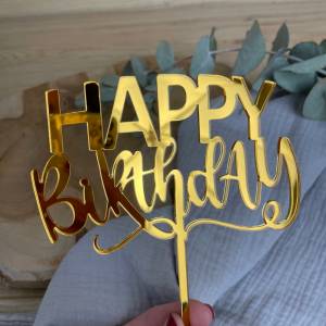 Caketopper Happy Birthday / Kuchenstecker aus Acryl / Kuchendeko Cake Topper Geburtstag Bild 3