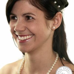 Braut Schmuck Set Perlenkette 45 cm, Ohrringe, Brautschmuck Set Perlen 8 mm, 925 Silber, Hochzeitschmuck, Schmuckset Bild 1