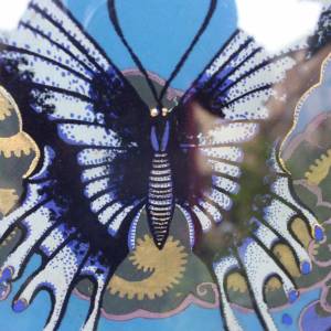 Art Deco Schmetterling Seidenmalerei Bambus Dekor Holzrahmen 20er 30er Jahre Bild 5