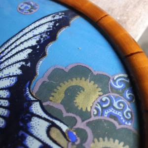 Art Deco Schmetterling Seidenmalerei Bambus Dekor Holzrahmen 20er 30er Jahre Bild 7