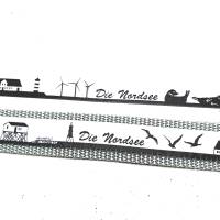 2 m oder mehr Nordsee Region - Skyline Webband in schwarz-weiß - Lieferung in einem Stück! Bild 1