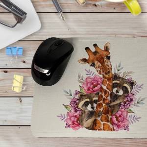 Personalisiertes Mousepad Mauspad Büro Homeoffice Florales Design mit Tieren Watercolor Bild 4