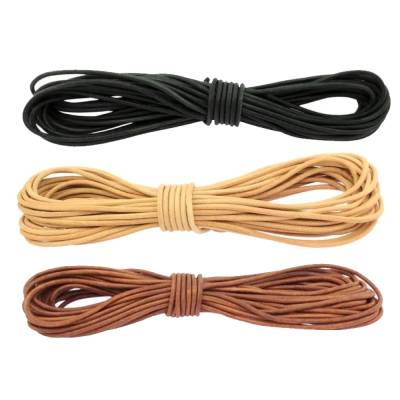 Lederband 3mm Rund 2m Schwarz, Beige, Braun