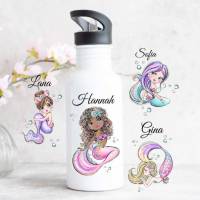 Trinkflasche mit Name Mädchen Meerjungfrau Geschenkidee Bild 1