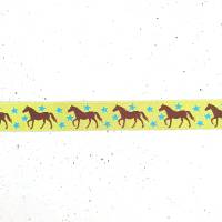 2 m oder mehr - 16 mm breites Pferde Sterne Webband in türkis, kiwigrün und lila - Lieferung in einem Stück! Bild 4