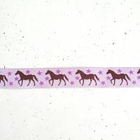 2 m oder mehr - 16 mm breites Pferde Sterne Webband in türkis, kiwigrün und lila - Lieferung in einem Stück! Bild 5