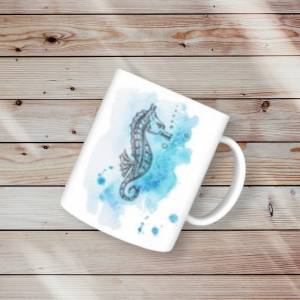 Personalisierte Becher Kaffeebecher Keramikbecher Teetasse Tasse Nautic Watercolor Bild 2
